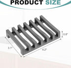 uxcell 2 Pcs Self Draining Silicone Soap Dish, Soap Tray with Drainage for Bathroom Shower Kitchen Sink, 4.2" x 3.1" x 0.8", Grey