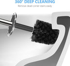 SetSail Toilet Brush, Compact Size Toilet Bowl Brush and Holder Toilet Brushes for Bathroom with Stainless Steel Handle Toilet Cleaner Brush with Durable Scrubbing Bristles, Splash-Proof