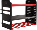 Power Tool Organizer Wall Mount - 3-Tier Heavy-Duty Metal Hand Tool Storage Rack, Utility Racks, Drill Holder, PegBoard Side, & More - Garage Storage Cordless Tool Organizer (Red)