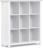 SIMPLIHOME Acadian Bookcase - 44 inch Tall 9-Cube Solid Wood Cube Organizer in White, Transitional Bookcase Storage for Living Room, Study Room or Office with Fixed Shelves and Tapered Legs
