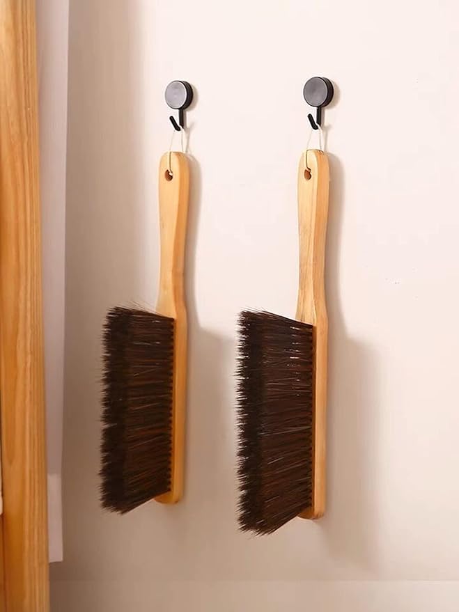 Wooden Handle Brush Hand Broom Household Cleaning Brush Soft Bristles Dusting Brush for Bed,Sofa,Furniture,Clothes,Car