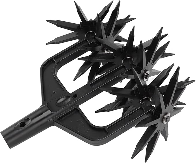 Garden Soil Scarifier, Rotating Cultivator Adjustable Manual Tiller Hand Tools Cultivators Tines Deep Plowing Aeration Reseeding Grass Mixing Loosening Handle Aerate Weed Cultivate Plant Reseed