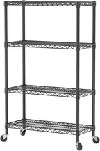 Golpart 4 Tier Shelves Storage Shelf Wire Closet Bathroom Organizers Metal Pantry Kitchen Garage Shelving Unit Laundry Room Organization Home Rack Net Basket Black 14”D X 36”W X 58”H