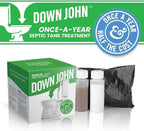 Down John (Once-A-Year) Septic Tank Treatment | 1 Year Supply | 3-Part Concentrate Live Bacteria, Carbon & Enzyme Treatment | Odor Neutralizer | Cleans Septic Lines & Improves Drain Field Absorption