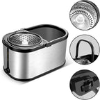 Spin Mop and Bucket with Wringer Set for Home,360° Mop and Bucket with Separate Clean and Dirty Water,Wet Dust Mop for Floor Cleaning with Extra Refills (Silver)