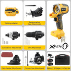 Cordless Power Tool Combo Kit 18V 6-Tool Set Circular Saw, Palm Sander, Drill, Impact Driver, Reciprocating Saw, Battery Adapter with 2×4.0Ah Batteries and Fast Charger Cordless Power Tool Set