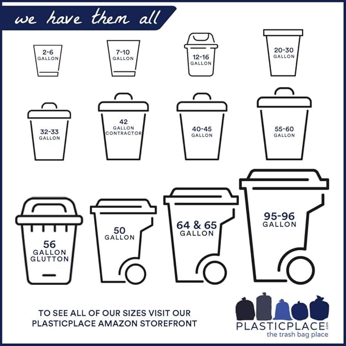 Plasticplace - WHT14HVY 12-16 Gallon Trash Bags │ 1.0 Mil │ White Tall Garbage Can Liners │ 24" x 31" (250 Count) White