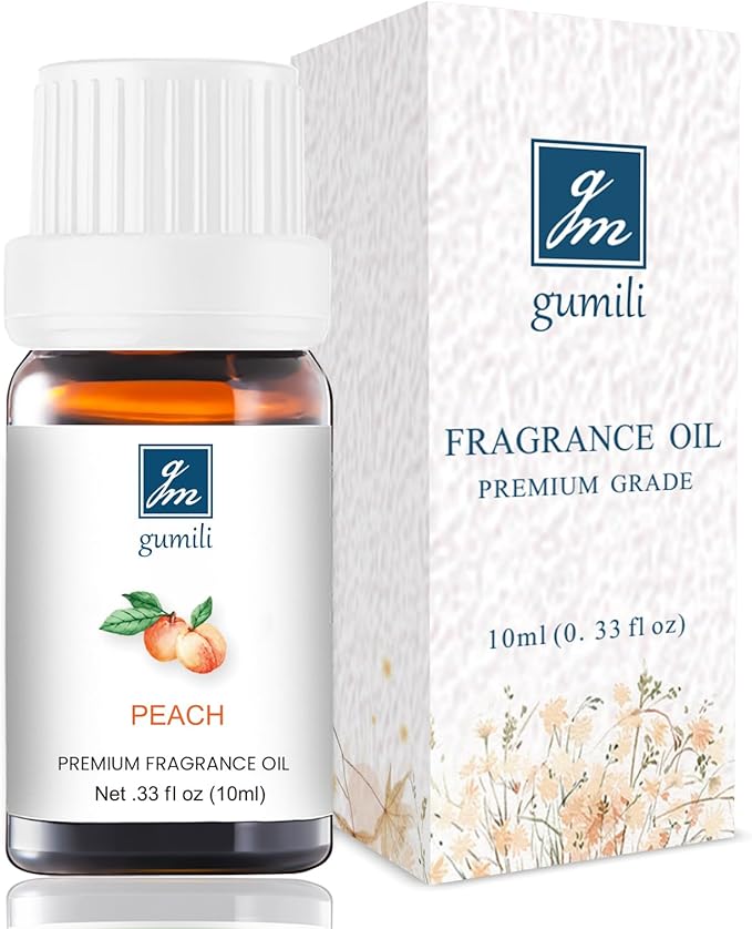 Peach Oil - Pure Organic Scent for for Aromatherapy, Diffusers, Spray, Skin & Hair Care, Massage, DIY Candles & Soap, Perfume - Fruity Fragrance, 10mL