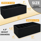 4 PACK Sock Underwear Drawer Organizer Dividers, Collapsible Cabinet Closet Storage Boxes for Clothes, Socks, Lingerie, Underwear, Tie, Belt,Bedroomedroom
