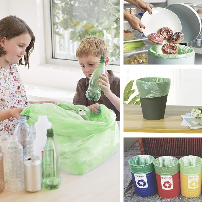 Jaoul Trash Bags 1.2 Gallon, Small Garbage Bags, Strong & Unscented Mini Trash Bags for Kitchen, Bathroom, Office, Restroom, Car, Green, 80 Counts