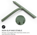 GÜTEWERK Shower Squeegee for Glass Doors, Silicone Window Squeegee, Bathroom and Glass Cleaning - Green - 11 Inch