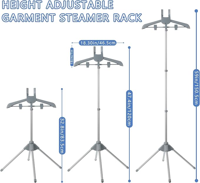 Garment Steamer Rack & Garment Ironing Glove for Clothes,Adjustable Steamer Stand for Clothes,Adjustable Garment Hanger Standing,Foldable Iron stand with Ironing Glove for Steaming Clothes(32-63 Inch)