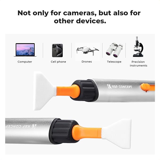 K&F Concept® Multifunctional Lens Cleaning Pen, Replaceable Pen Tip with Cleaning Brush+Carbon Tip*2+APS-C Sensor Swab*2+Full-Frame Sensor Swab*4 for Camera Filters Telescope Drone AR VR Tablet