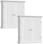 hooChoo Bathroom Wall Cabinet Set of 2, Over The Toilet Space Saver Storage Cabinet, Medicine Cabinet with 2 Door and Adjustable Shelves, Cupboard, White