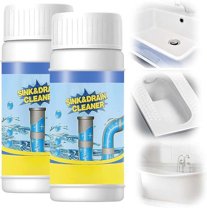 Sink & Drain Cleaner Powder, Quick Foaming Powder for Bathroom & Kitchen Dredging (2pcs)