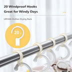 URYAN 63 Inches Clothes Drying Rack, Heavy Duty Stainless Steel Laundry Drying Rack Folding Indoor Outdoor, Portable Drying Rack Clothing, Free-Standing Laundry Stand with 20 Windproof Hooks