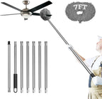 Eunice 7FT Ceiling Fan Duster with Extension Pole, Adjustable and Removable Fan Cleaner Blade for High Ceiling, Window Door Furniture (Grey)