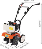 Gas Powered Garden Tiller, 43Cc 2 Stroke Mini Tiller for Gardening, Garden Yard Rototiller Tilling Cultivator Heavy Duty Gasoline Tiller with Goggles for Plow Turn The Soil, 1250W
