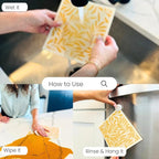 Harps&Seb Swedish Dishcloths for Kitchen Dishcloths - 6 Pack, Reusable Paper Towels with Clips, Super Absorbent Washable Non-Scratch Swedish Dish Towels, No Odor, Biodegradable