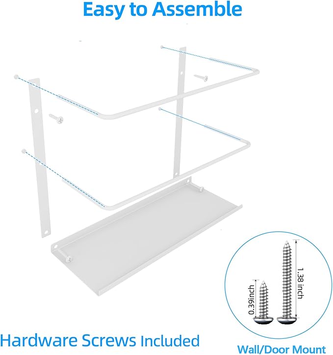 White Kitchen Wrap Organizer Door Mount, Aluminum Foil Holder Cabinet Door Organizer Cabinet Storage Basket for Kitchen Wrap/Food Bag Storage