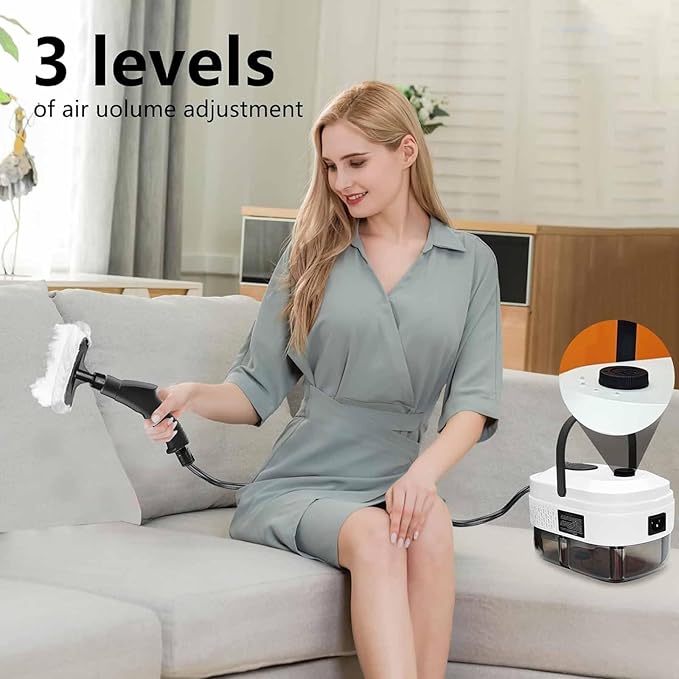 2025 Portable Handheld Steam Cleaner 2500W High Temperature Cleaning Steamer Machine for Car Detailing, 1200ml Large Capacity 3-Levels Adjustable Hand Held Steamer for Home, Car, Kitchen(White)