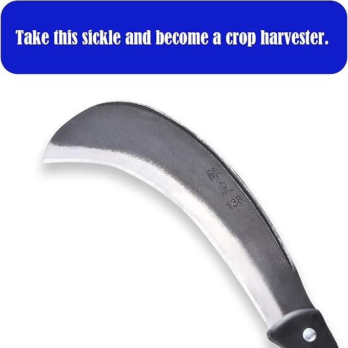 1pce 420mm/16.54in Manganese Steel Billhook Brush Clearing Sickle for Grass,Weeding Tools for Garden,Curved Sawtooth Sickle,Machete Axe for Cutting Trees,Steel Blade Knife in Hand