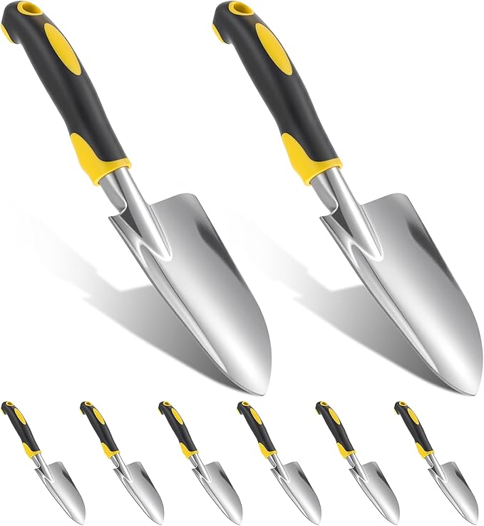 8 Pcs Garden Shovel Aluminum Alloy Heavy Duty Trowel Garden Tool Small Shovels for Digging Metal Hand Trowel Spade with Soft TPR Handle for Lawn Yard Farm Home Shop Planting