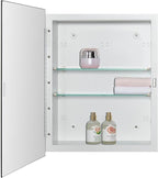 Bathroom Medicine Cabinet with Beveled Edge Mirrored Door 14 x 18 inch, Recessed or Surface Mount, with Adjustable Glass Shelves