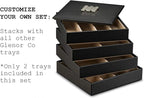 Jewelry Organizer Tray - Set of 2 - Stackable Empty 2 Inch Deep Jewelry Storage Trays w/o dividers - Display on Dresser or Drawer - Compatible with Other Glenor Trays - Black