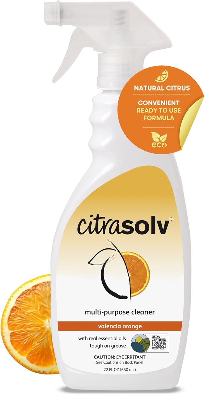 Citra Solv All Purpose Cleaning Spray – Powerful Citrus Degreaser for Kitchen & Bathroom, Multi-Surface Cleaner, No Harsh Chemicals, Valencia Orange 22oz (2 Pack)