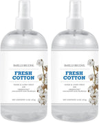 SMELLS BEGONE Air Freshener Home and Linen Spray - Odor Eliminator - Made with Essential Oils - Fresh Cotton Scent - 2 Pack - 16 Ounce