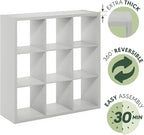 Furinno Cubicle Open Back Decorative Cube Storage Organizer, 9-Cube, Light Grey