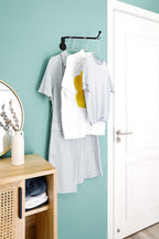 Mkono Wall Mounted Drying Rack Laundry Clothes Hanger with Swing Arm Space Saving Metal Hanging Valet Rod for Laundry Closet Organizer Bathroom Bedroom, 2 Pack, Black