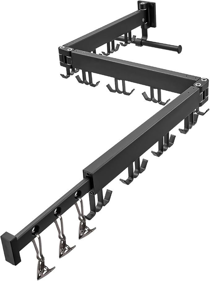 Wall Mounted Clothes Drying Rack,Drying Rack Clothing Wall Mount with Foldable Features(Tri-Fold),Space Saver,Wall Mounted Drying Rack for Laundry Balcony Bathroom (Black)