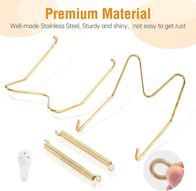 3 Pack Plate Hangers for The Wall, Suitable for 10-14 inch Art Plate, Stainless Steel Invisible Heavy Duty Wire Plate Holder with Wall Hooks, Plate Hangers for Displaying Plates, Platter, Dish, Gold