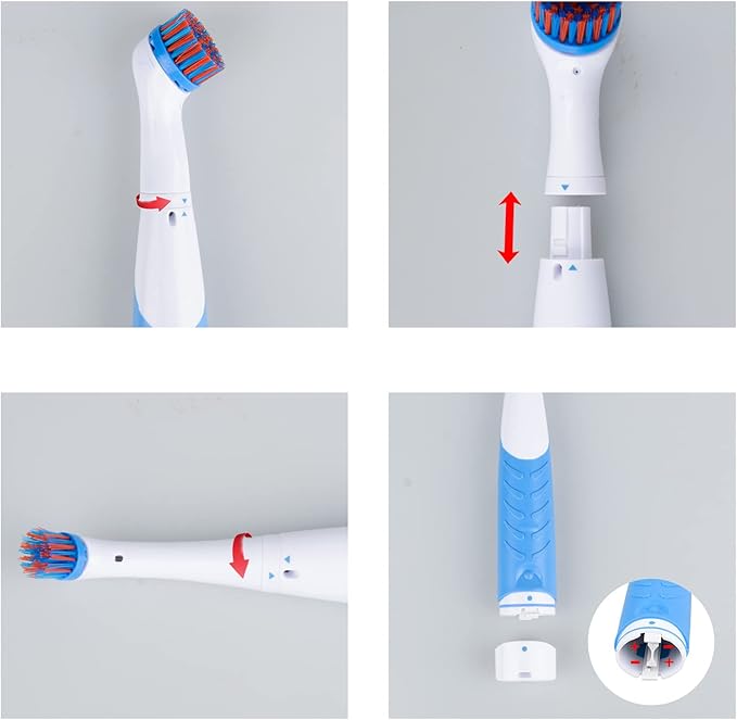 Electric Brush with 4-in-1 Multiple Brush Heads, Cordless Motorized Cleaning Brush for Bathroom, Toilet, Kitchen, Tile, Crevice