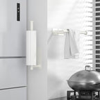 ASTOFLI Paper Towel Holder Under Cabinet No Drilling, Self Adhesive Paper Towel Holder Wall Mount for Kitchen Rack, Under Counter Napin Holder No Drill, RV, 304 Stainless Steel, White