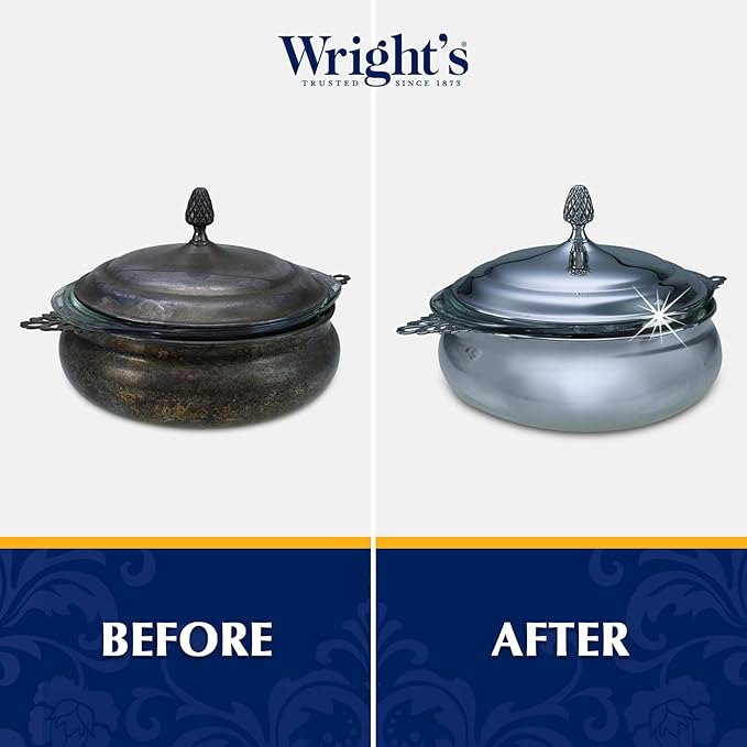 Wright's Silver Cleaner and Polish Cream, 8 Ounce, Gently Clean and Remove Tarnish for Jewelry, Pewter, and Sliver Without Scratching, Ammonia Free