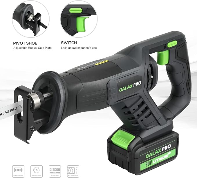 GALAX PRO Cordless Circular and Reciprocating Saw Combo Kit with 1pcs 4.0Ah Lithium Battery and One Charger, 7 Saw Blades and Tool Bag