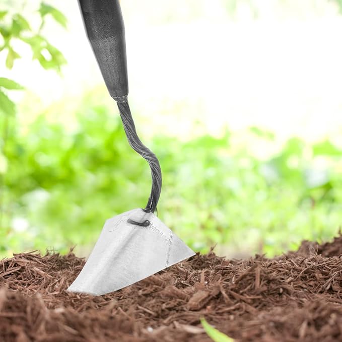 DOITOOL Iron Triangle Garden Hoe 12.4 Inch Weeding Hoe Stainless Steel Blade Manual Weeder Garden Tool for Weeding Gardening Loosening Edging Cultivating Farm