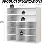 Garden 4 you Shoe Rack Organizer, 5-Tier Wood Cubby Shoe Rack with 2 Storage Shelf and 9 Cubbies, Shoe Organizer Cabinet for Entryway, Hallway, Closet and Garage, White