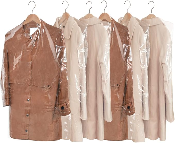 BEISHIDA 20PCS 47 Inch Plastic Garment Bag-Plastic Clear Dry Cleaner Laundry Bags for Clothes Cover Hanging Clothes Storage for Long Dresses Skirt Coat Suit Shirt Jacket