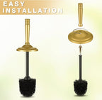 Gold Toilet Brush and Holder Set, Stainless Steel Toilet Brush for Bathroom,Heavy Duty Gold Toilet Bowl Brush and Holder,Deep Cleaning Modern Toilet Cleaner Brush -Space Saving, Covered Brush, Durable