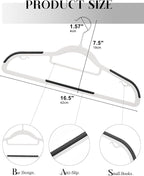 HOUSE DAY Plastic Hangers 100 Pack, White Clothes Hangers Non Slip with Rubber Grip, Heavy Duty Hanger with 360º Swivel Metal Hook, Ultra Thin Hangers Space Saving for Closet Organizer