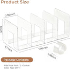 4 Pack Clear Acrylic Kids Shoe Rack for Closet Organizers and Storaget, Baby Shoe Storage Small Shoe Rack 4 Sections Kids Shoe Organizer Stackable,Desk File Sorter Book Purse Organizer