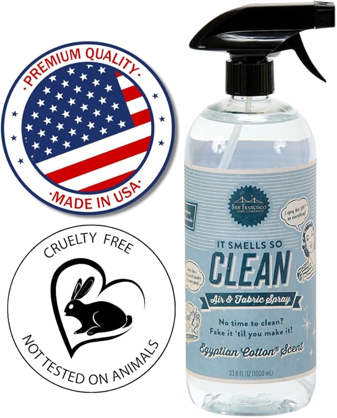 San Francisco Soap Company Smells So Clean Linen Spray | Egyptian Cotton | 33.8 fl oz | Fresh Spray | Multi-Purpose and Dye Free