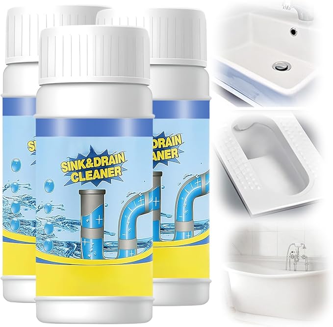 2026 New Sink Drain Cleaner, Sink and Drains Cleaner, Multi-functional Sink and Drains Cleaner Powder Cleaning, Drain Cleaner Foam Cleaner, Powerful Pipe Dredging Agent for Home Kitchen Toilet (3Set)