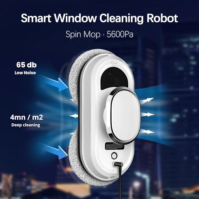 Window Cleaning Robot – Automatic Smart Glass Cleaner with Advanced AI, Remote Control, Strong Suction 5600 Pa, for Home and Office – Efficient, Safe, and Quiet Operation