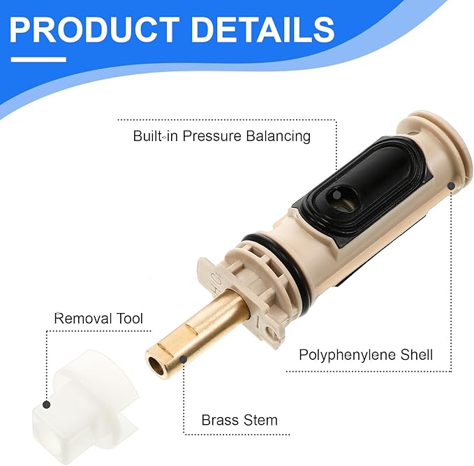 Qunclay 10 Pack Compatible with Moen 1222 Replacement Cartridge Kit One-handle Positemp Faucets Tub Bathtub Shower Cartridge Replacement Tool Brass and Plastic Shower Part