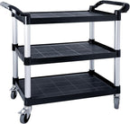 Utility Carts with Wheels, Large Size 3 Tier Rolling Cart with Lockable Wheels, Heavy Duty 600lbs Capacity Food Service Cart for Restaurant, Kitchen, Home, Warehouse, Office